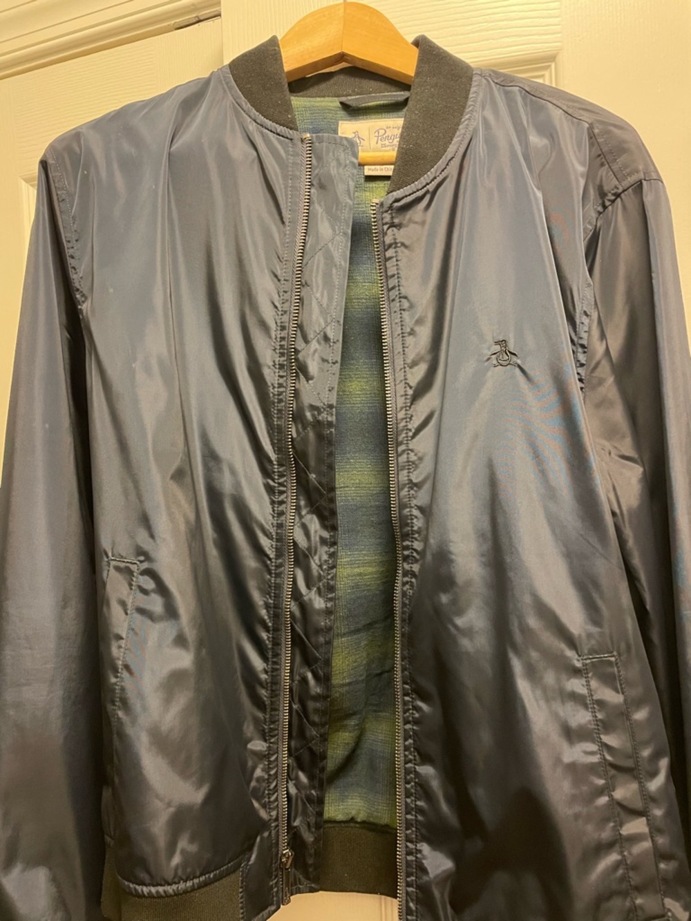 Original Penguin Navy Nylon Bomber Jacket